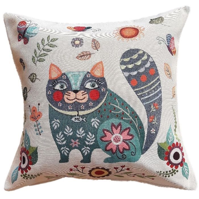 Poszewka gobelinowa z kotem etno 45x45 cm 1034 Gattino
