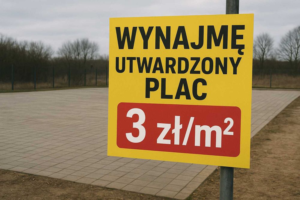 Wynajmę utwardzony, ogrodzony plac – magazyn, parking, skład 3 zł/m²