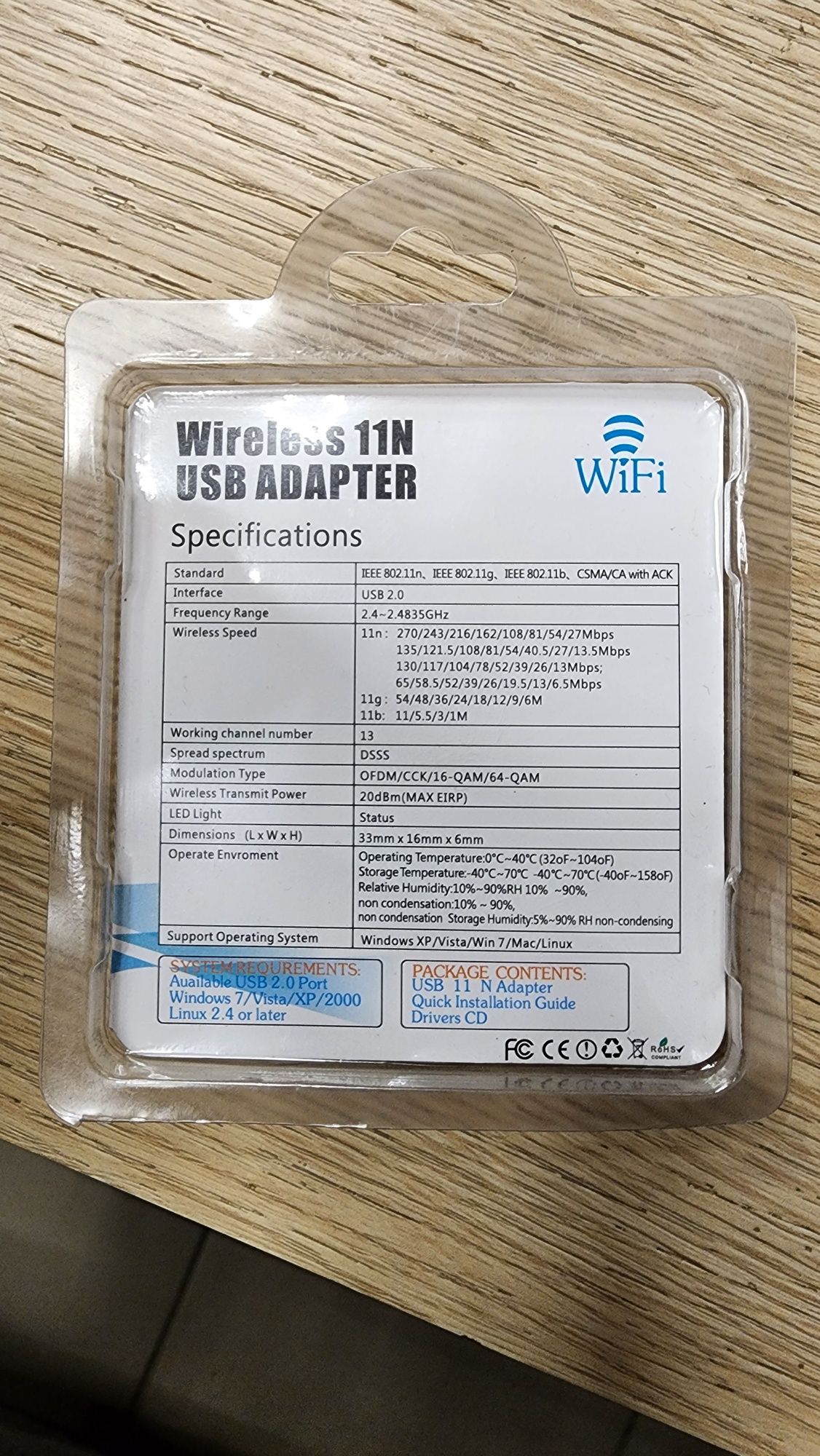 Wi-Fi адаптер 300 Mbps 2.4Ghz