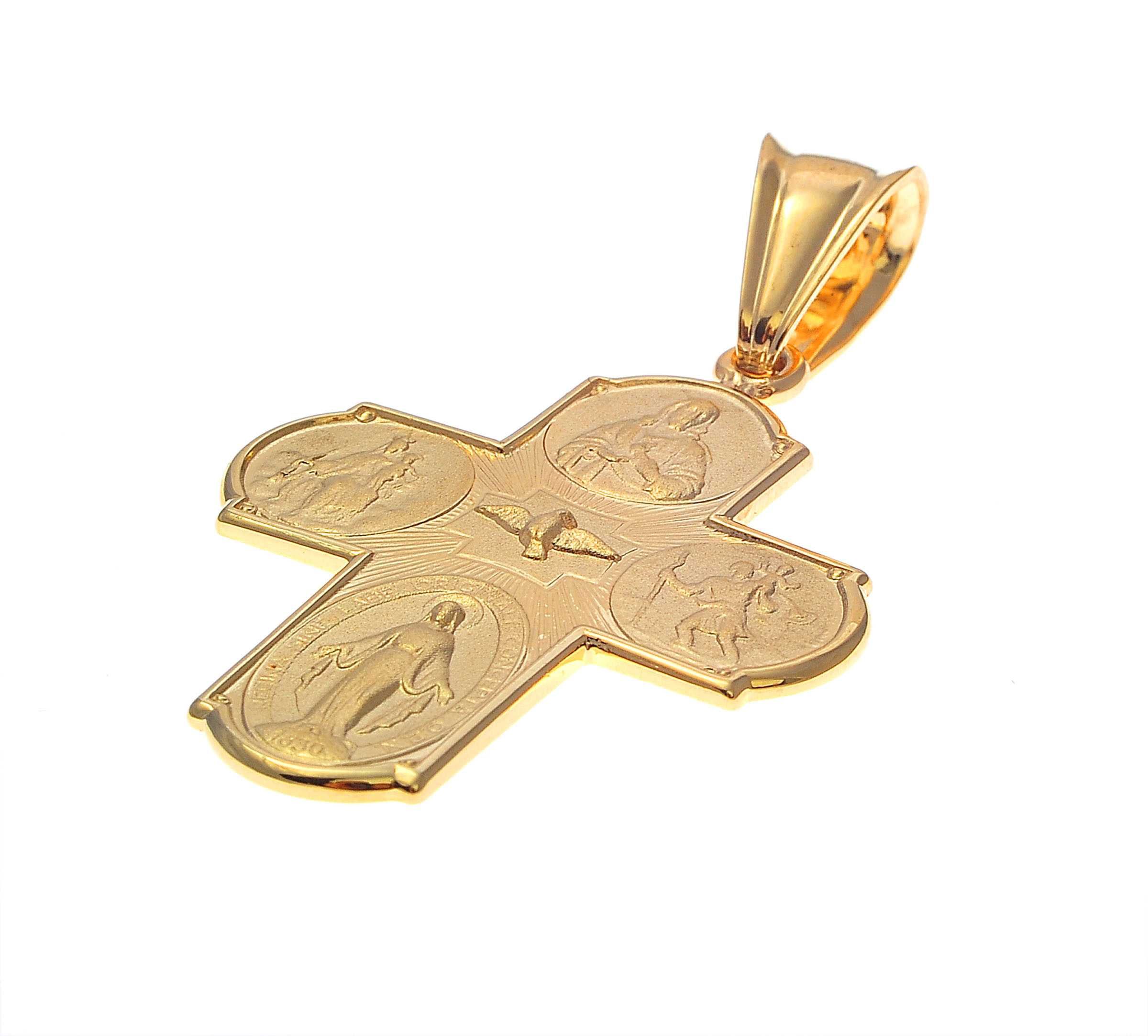 Złota zawieszka medalik krzyżyk 99523