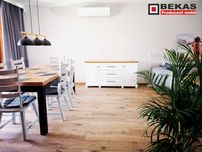 Biała komoda 160 (2D-3s) Londyn z Dębowym Blatem BEKAS Producent Mebli