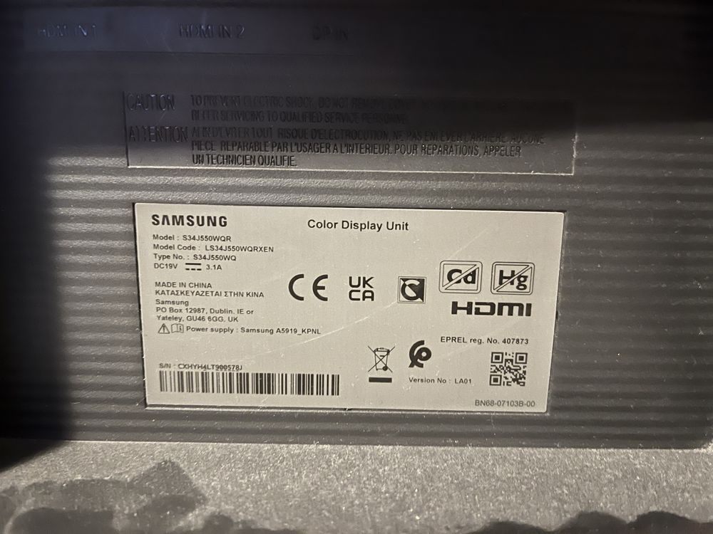 Monitor 34 cale samsung 1,5 roczny