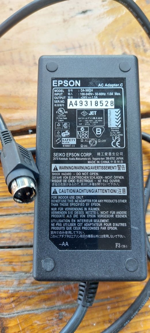 Блок живлення, адаптер живлення Epson 24в, 1,5А