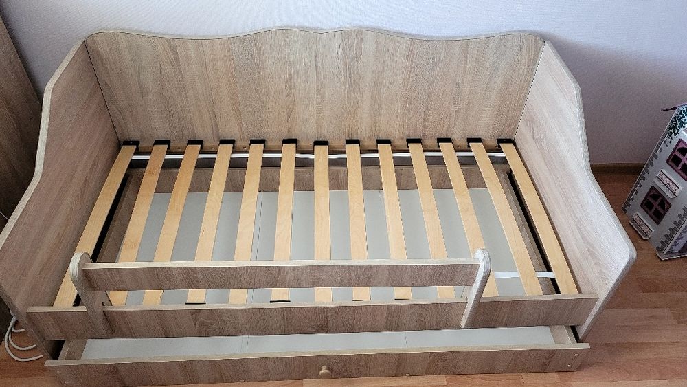 Łóżko 160x80 z szufladą, dąb sonoma, dziecięce, jednoosobowe