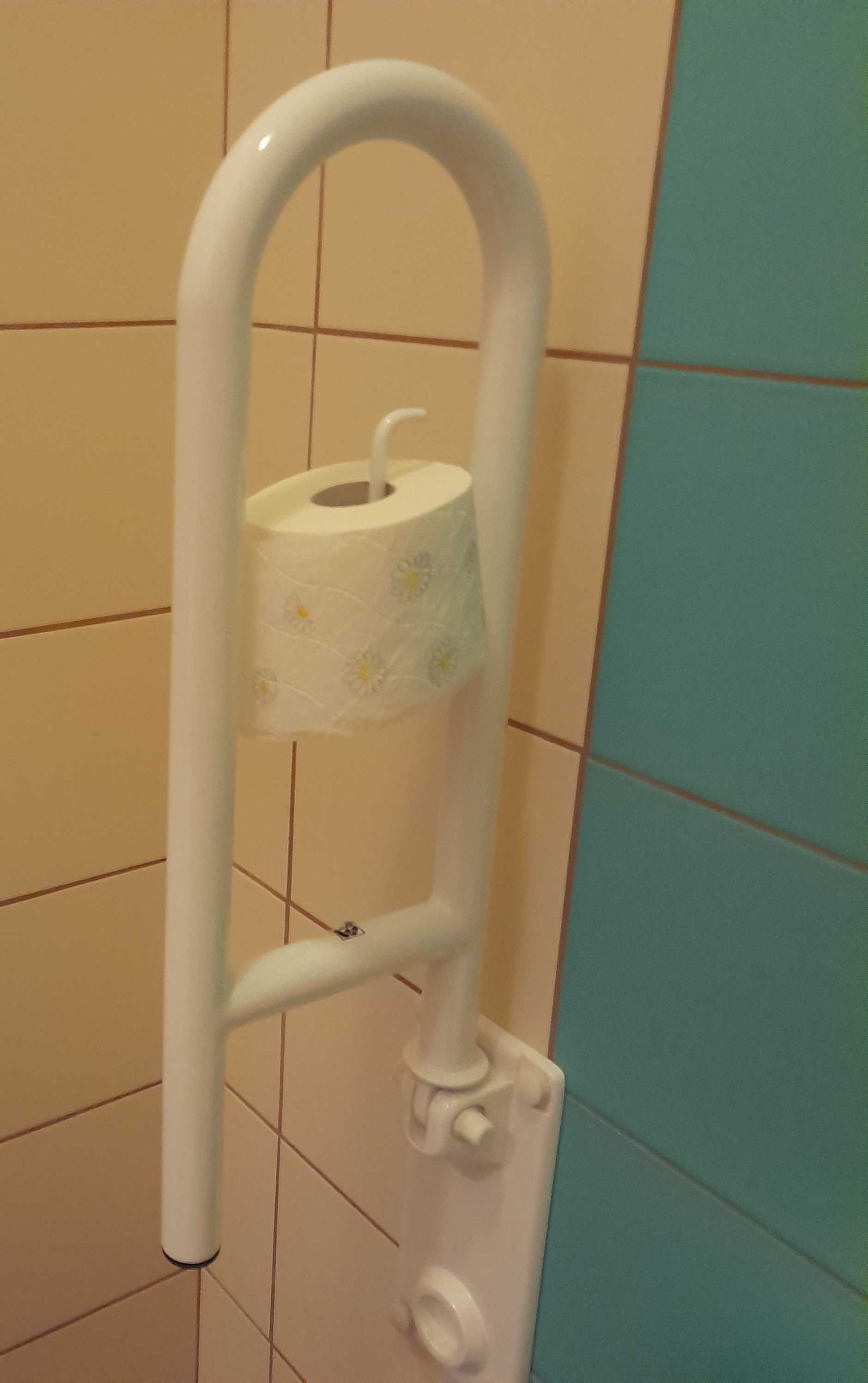Komplet poręczy do WC dla niepełnosprawnych, uchylna i stała