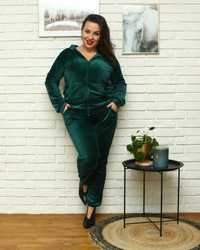 Komplet welurowy dres  butelkowa zieleń DRES WELUROWY PLUS SIZE