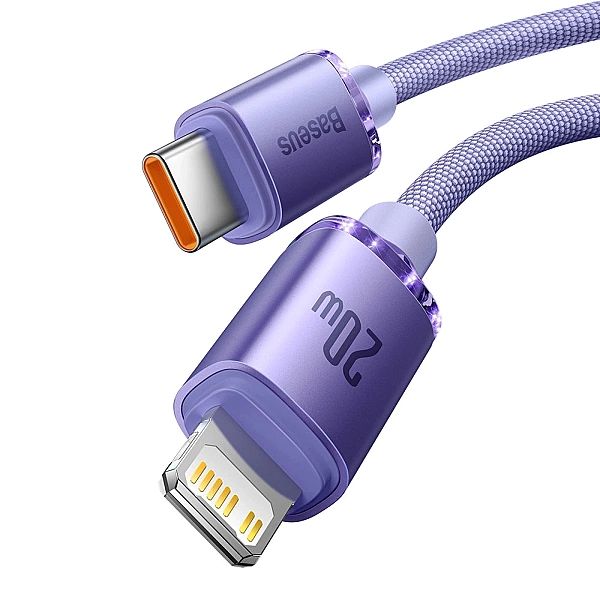Kabel Baseus CAJY Lightning - USB-C PD 20W 480Mb/s 1,2m - fioletowy