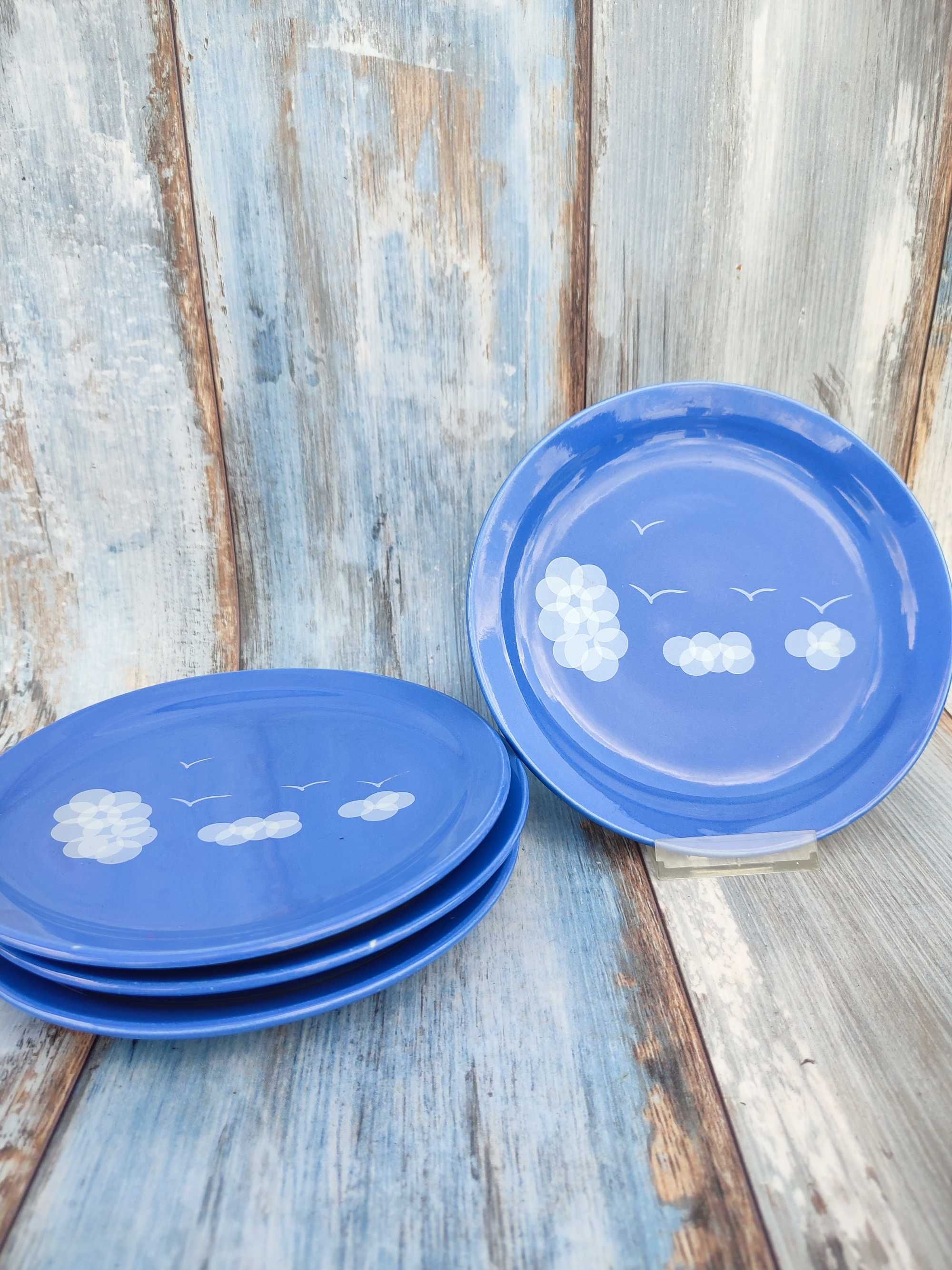 Ceramiczne talerze Obiadowe/deserowe- chmurki - vintage