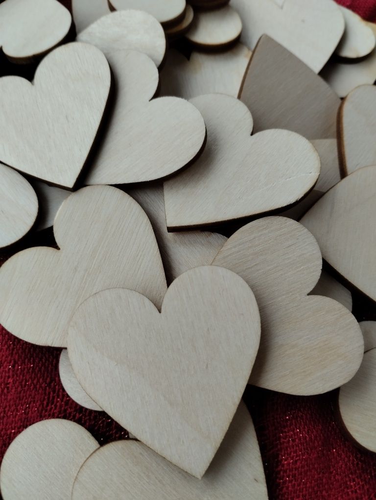 20 serc drewnianych dekoracja wesele, ślub, komunia