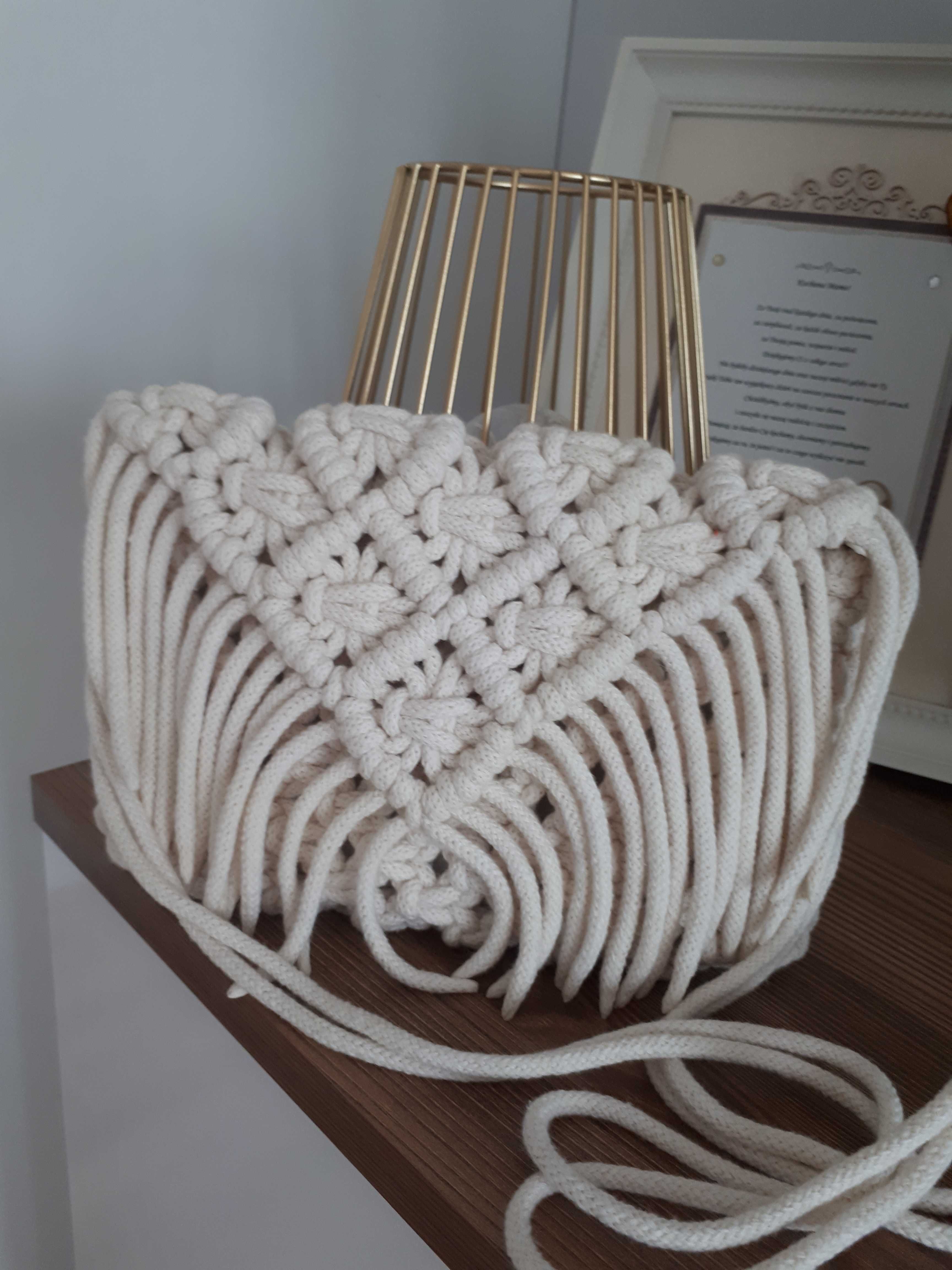 Torebka  handmade ze sznurka bawełnianego