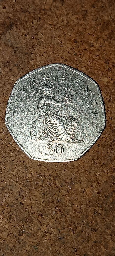 50 pence 1997 rainha Elizabeth II moeda britânica rara