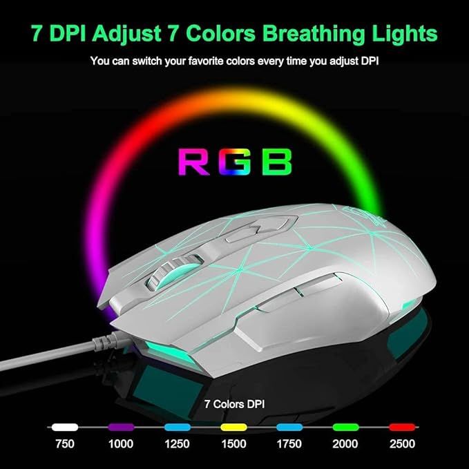 LexonElec AJ52 – Przewodowa Mysz do Gier RGB z 7 Poziomami DPI!