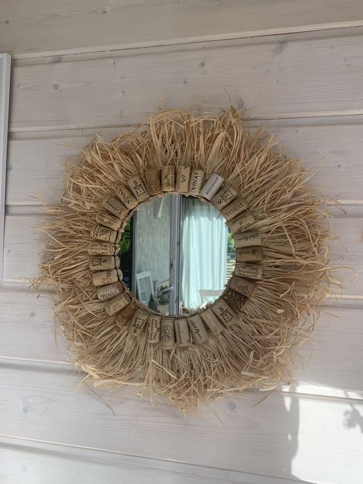 Lustro boho, słomiane, hand-made