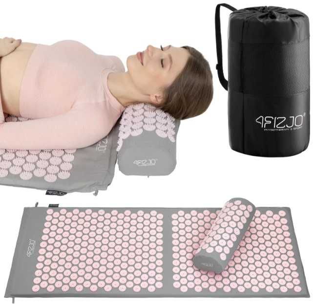Duża mata XL do akupresury z kolcami 110x42cm 4FIZJO + PODUSZKA na ból