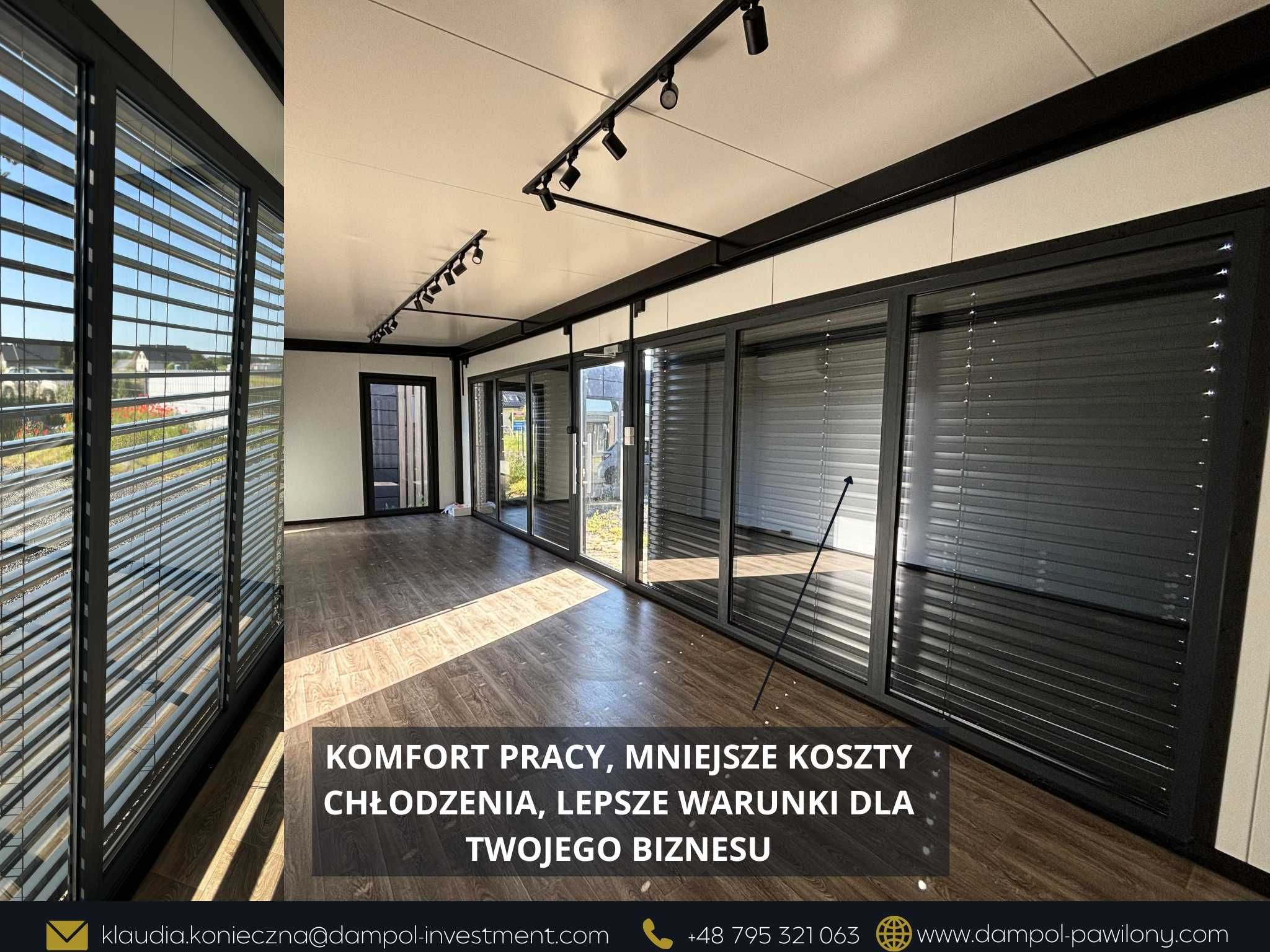 nowoczesny pawilon biurowy 9x3/ całoroczny 27m2/ handlowy, sklep