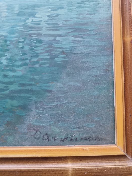 Żaglówki stary obraz olejny