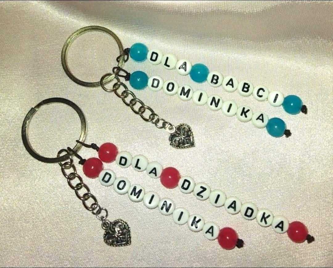 Brelok z napisem dzień babci i dziadka imienny walentynki rękodzieło