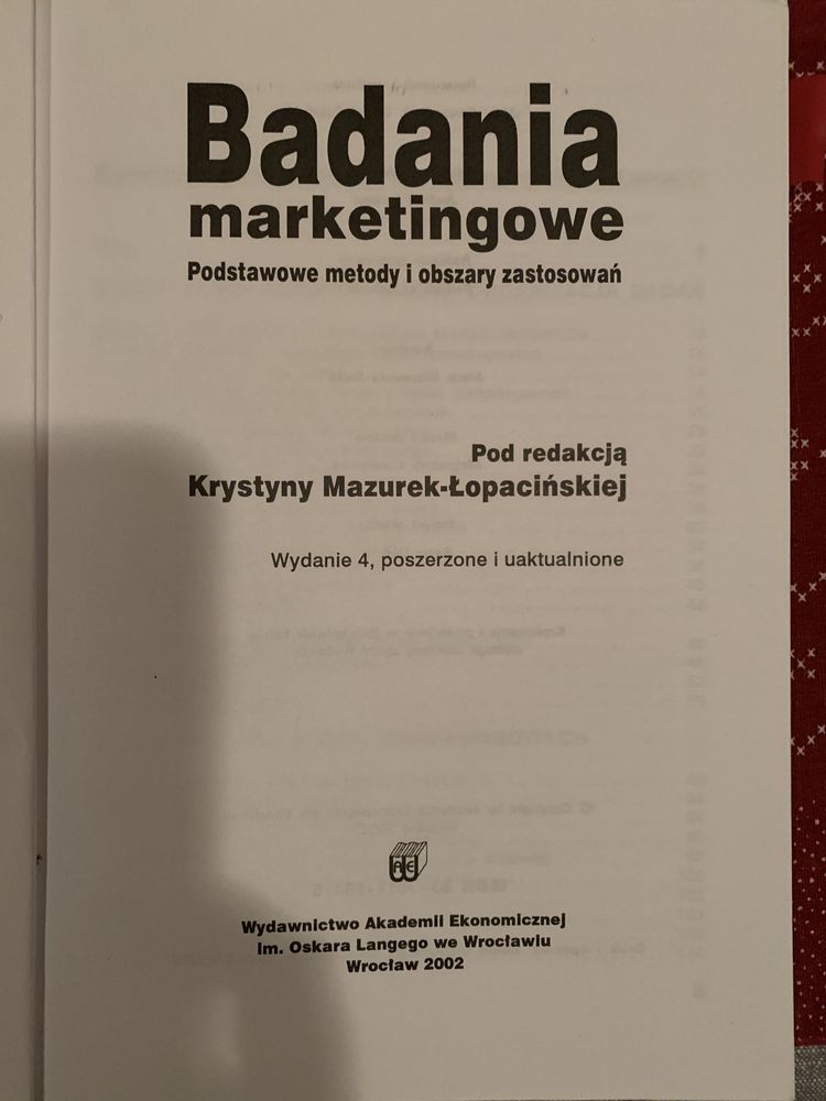 Badania marketingowe  Podstawowe metody i obszary zastosowań  Pod red.