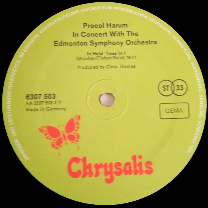 Procul Harum	- - - - -	Live In Concert With The E. S. O.	- - - - -	LP