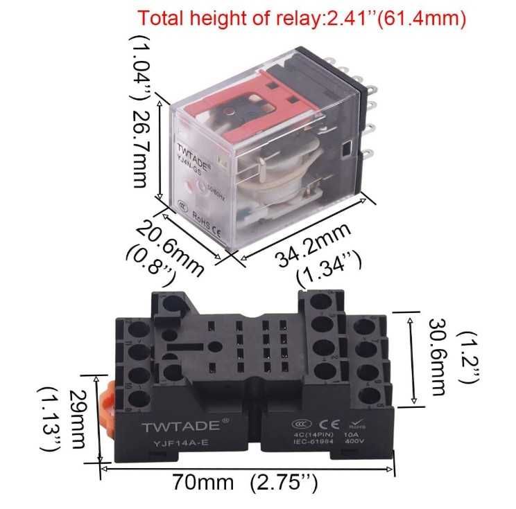 Elektromagnetyczny przekaźnik mocy TWTADE AC 24V 4NO, 4NC