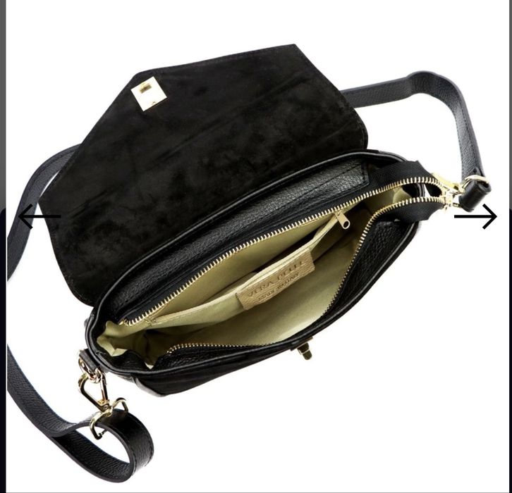 Сумка клатч шкіряна чорна Італійська жіноча сумка крос боді замш