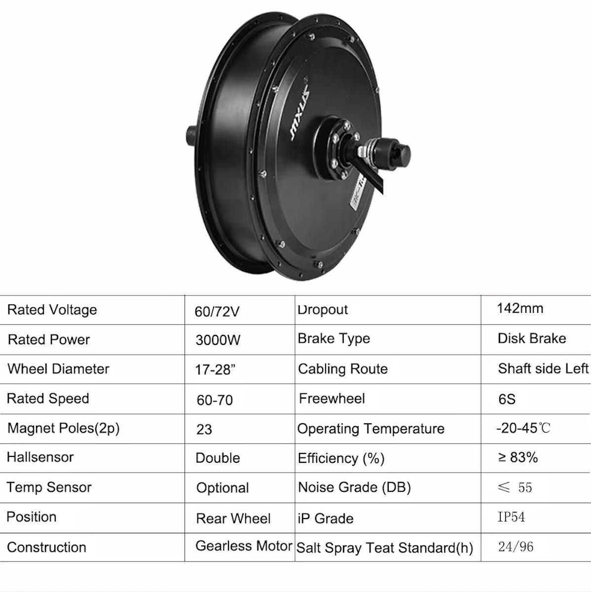 Мотор-колёса Mxus 1500W, 3000W, 5000W с напряжением от 48 вольт до 72