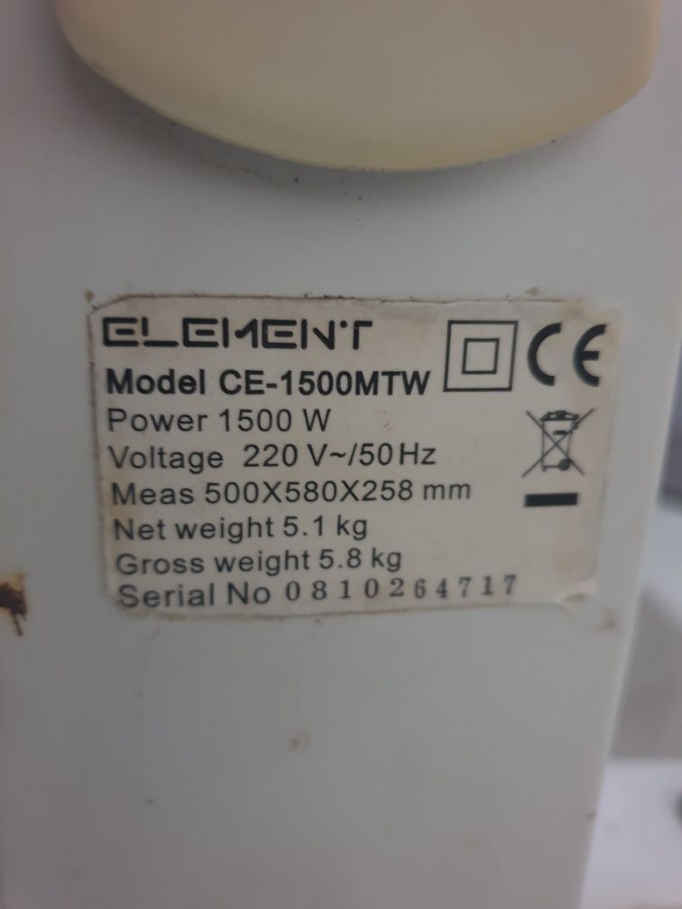 Элекро Обогреватель 1.5 кВт. калорифер конвектор Element CE-1500MTW