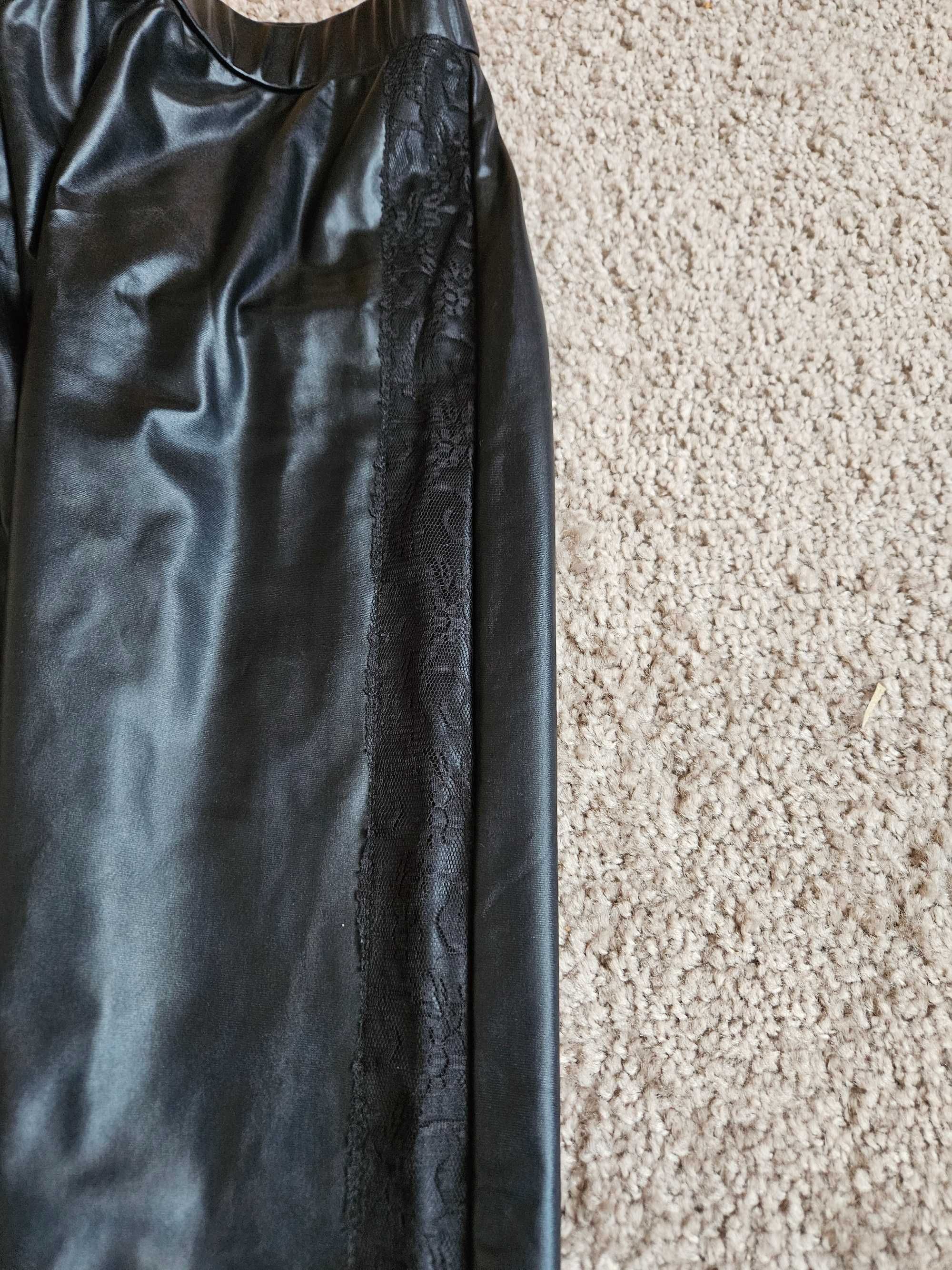 Czarne obcisłe spodnie / legginsy z lampasem Tezenis rozm. M/38