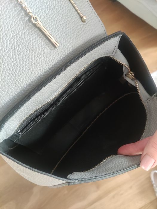 Piękna szara torebka ze skóry. Jak nowa