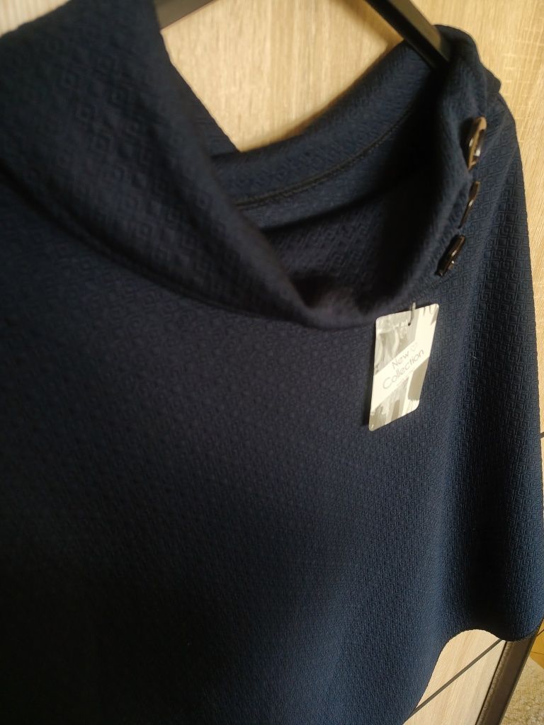 Ponczo narzutka elegancka 44 46 granatowa 48 42