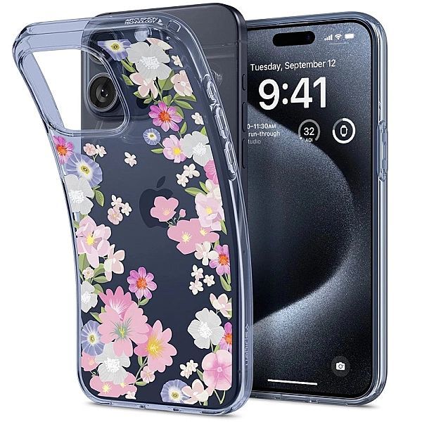 Kobiece kwiatowe Etui Spigen Liquid Tpu do iPhone 15 Pro - Blossom Flo