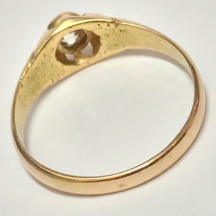 Złoty PIERŚCIONEK 750 18K z DIAMENTEM w starym szlifie 0.35ct ANTYK