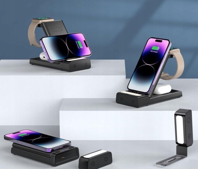 Stacja ładująca Apple Watch iPhon z lampką do czytania