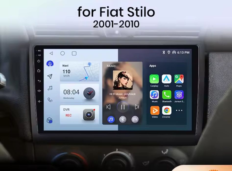Rádio Fiat Stilo 2001-10 CarPlay/Android Auto 2/32GB BT GPS WiFi NOVO