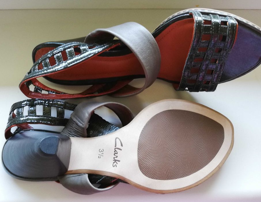 nowe skórzane sandały damskie na klocku 35 / 35,5 skóra naturalna