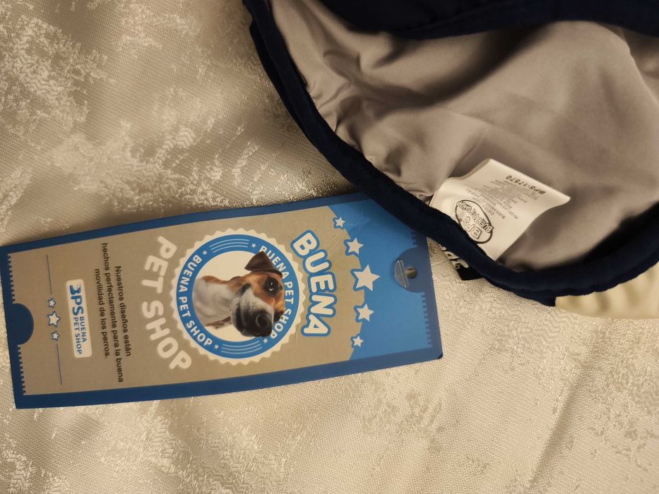 Casaco Impermeável Azul e Cinza para Cão - M