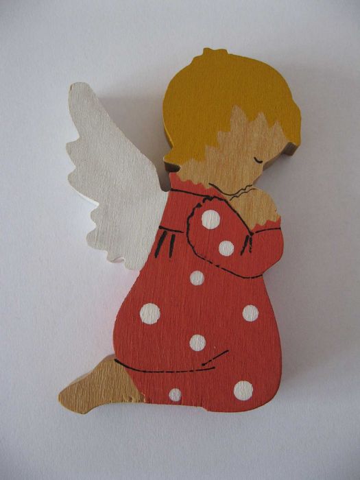 Aniołek drewniany stroik dekoracja