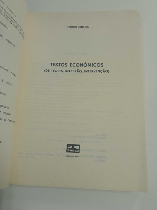 Textos Económicos, de Sérgio Ribeiro