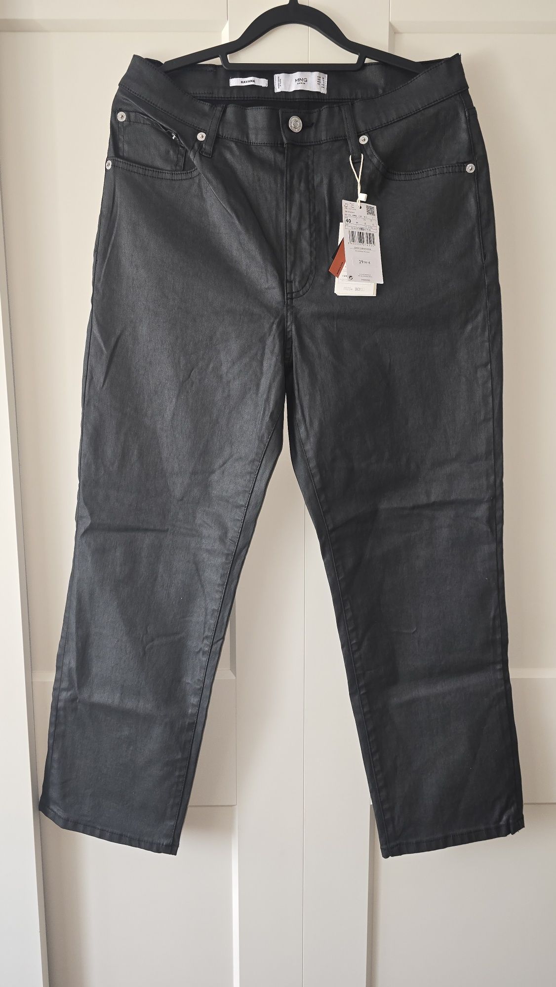 Spodnie nowe Mango woskowane roz 40