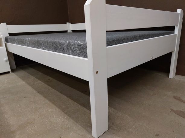 Łóżko wysokie drewniane białe i dla seniora 90x200 120x200