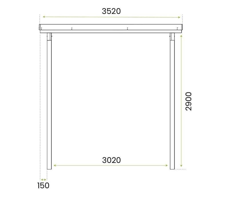 Wiata wolnostojąca garażowa drewniana impregnowana 350 x 484 cm