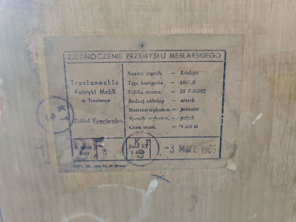 Kredens z nadstawką – Trzcianeckie Fabryki Mebli, lata 60., vintage