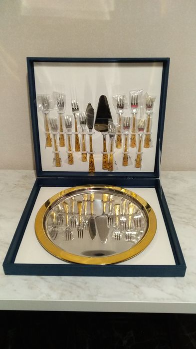 Набор для торта Giorinox Dubai Italy золото  посуда,сервиз,бокалы