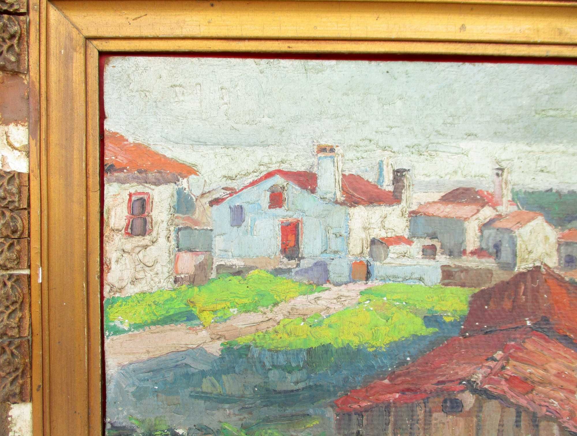 Quadro a óleo da autoria de Mendes da Silva, assinado