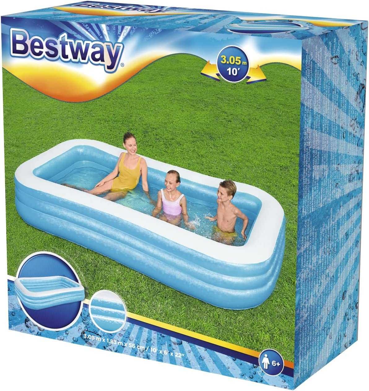 бассейн Блакитний прямокутний басейн Bestway 3,05 м x 1,83 м x 56 см