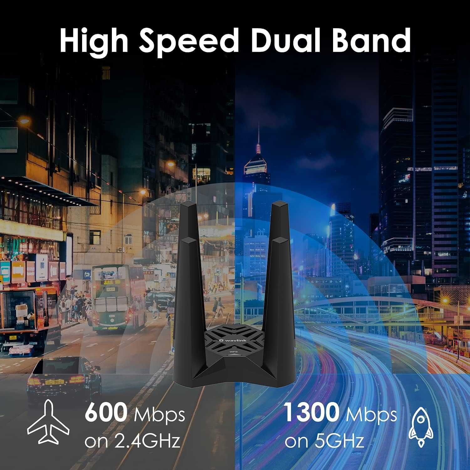 WAVLINK Ruter WiFi USB 3.0, bezprzewodowy adapter sieciowy