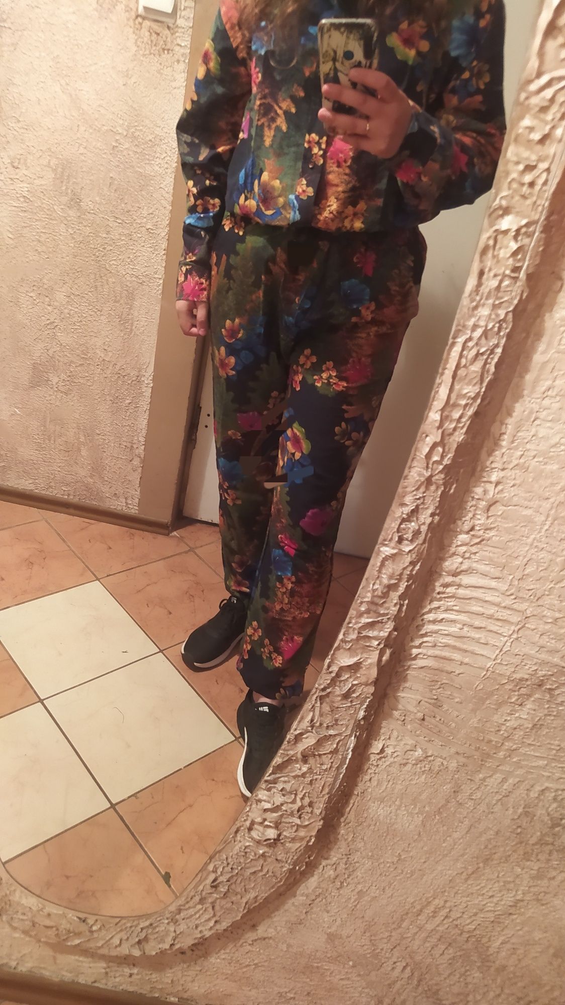 Komplet Vintage w kwiaty / koszula i spodnie