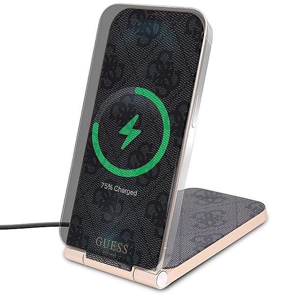 Ładowarka indukcyjna Guess 4G Pattern MagSafe składana 2w1/15W - czarn