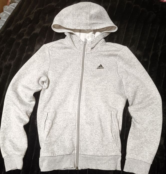 зипка Адидас/Adidas серая с капюшоном