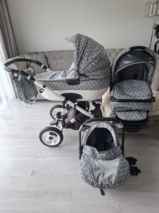 Wozek 3w1 4w1 siwy szary uniwersalny Adbor wysyłka